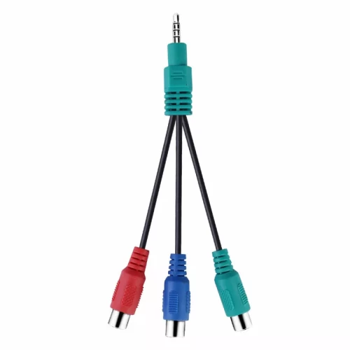 3.5mm Mini AV Plug Male To 3 RCA Female Audio Video Cable Jack Adapter Connector