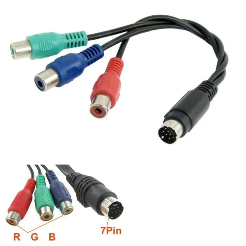 S-Video 7 Pin To 3 RCA Female RGB Component Cable