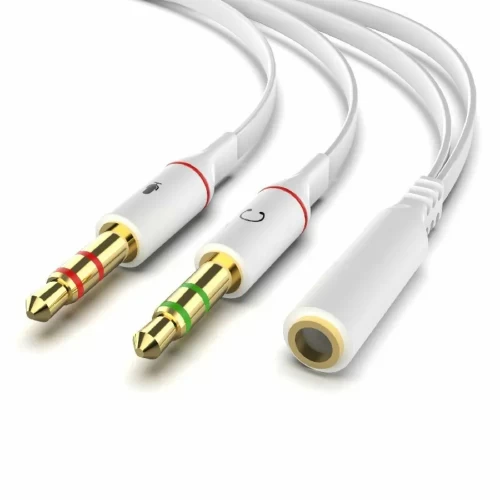 3.5mm 1 Female to 2 Male Y Splitter Cable Audio Microphone MIC PC Headset Cord