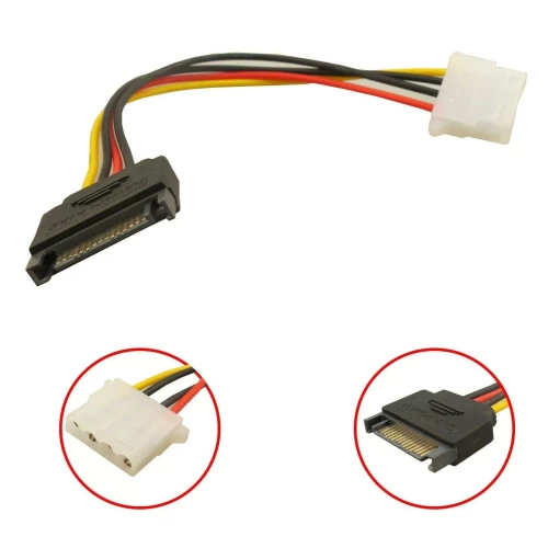 4 Pin Molex to 15 Pin SATA to IDE Power Cable HDD DVD SATA Drives M to F Cord UK