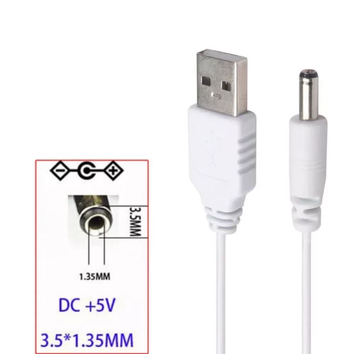 USB-A to 3.5mm x 1.35mm Barrel Jack Male DC 5V power charger plug adapter cable