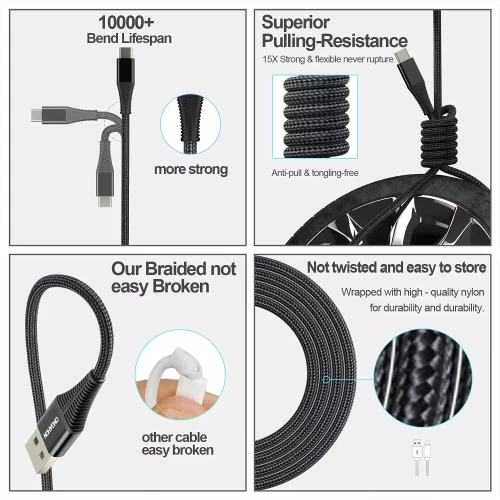 Heavy Duty USB to Type C Charging Cable