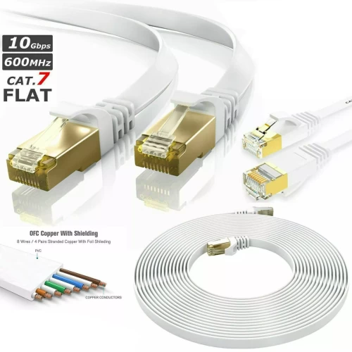 15M RJ45 Cat7 Network LAN Cable Ethernet Patch Flat High Speed Modem Internet