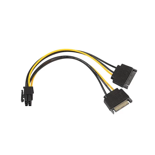Dual SATA 15 pin Male M to Pci-e 6 Pin Female