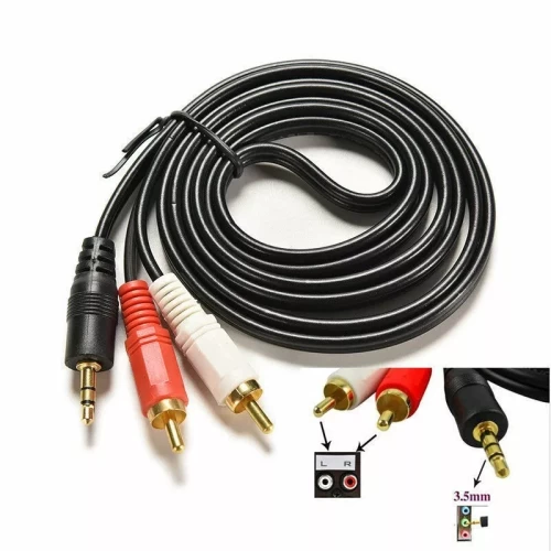 3.5mm to 2 RCA Red White Phono Lead Stereo Jack Male Twin Aux Cable