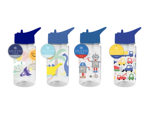 Boys Printed Bottle With Straw 400ml