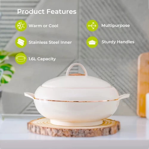 1.6L BEIGE INSULATED CASSEROLE DISH