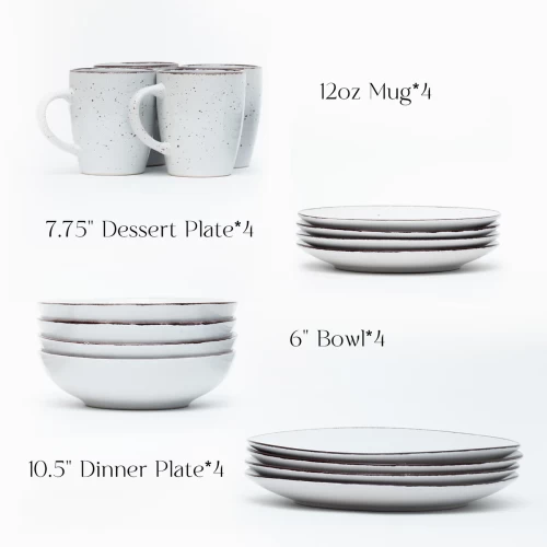 16 PIECE 'COASTAL WHITE' STONEWARE DINNERWARE SET