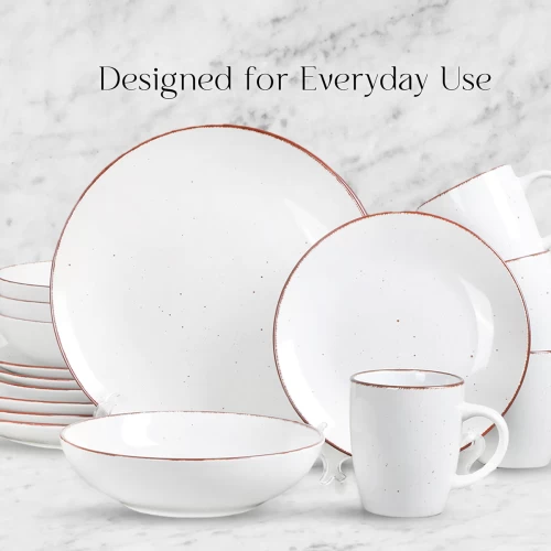 16 PIECE 'COASTAL WHITE' STONEWARE DINNERWARE SET
