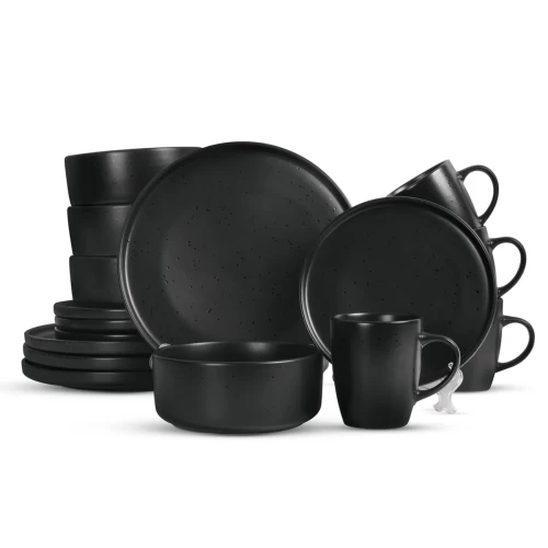 16 PIECE 'CHARCOAL BLACK' STONEWARE DINNER SET