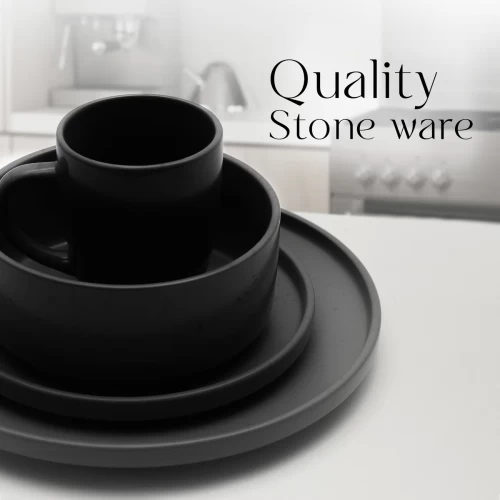 16 PIECE 'CHARCOAL BLACK' STONEWARE DINNER SET