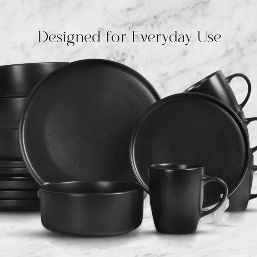16 PIECE 'CHARCOAL BLACK' STONEWARE DINNER SET