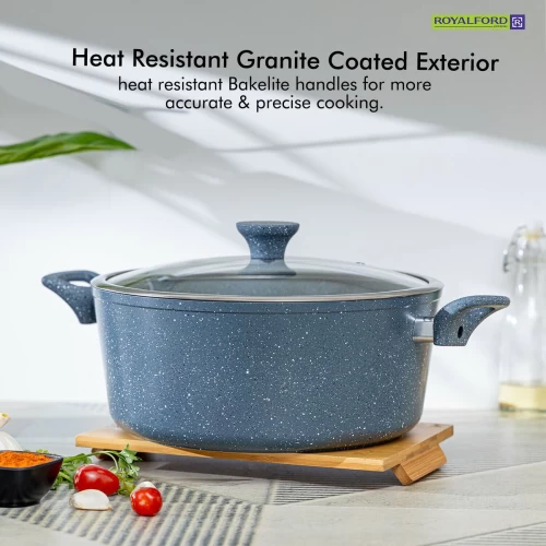 FIVE-PIECE NON-STICK GRANITE COOKWARE SET WITH UTENSILS