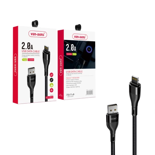 USB to Lightning Charging Cable 2A Nylon Cable Black (1.5 Metre)