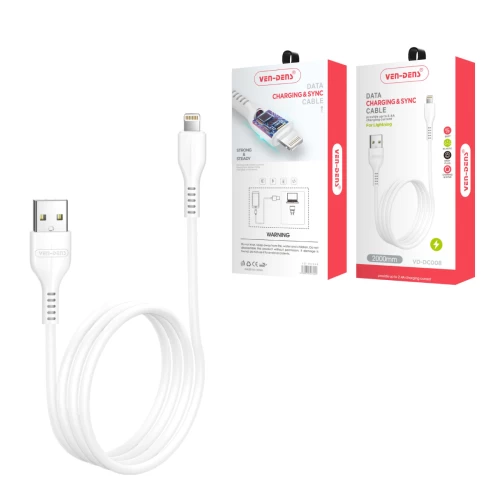 USB to Lightning Charging Cable 2.4A White (2 Metre)